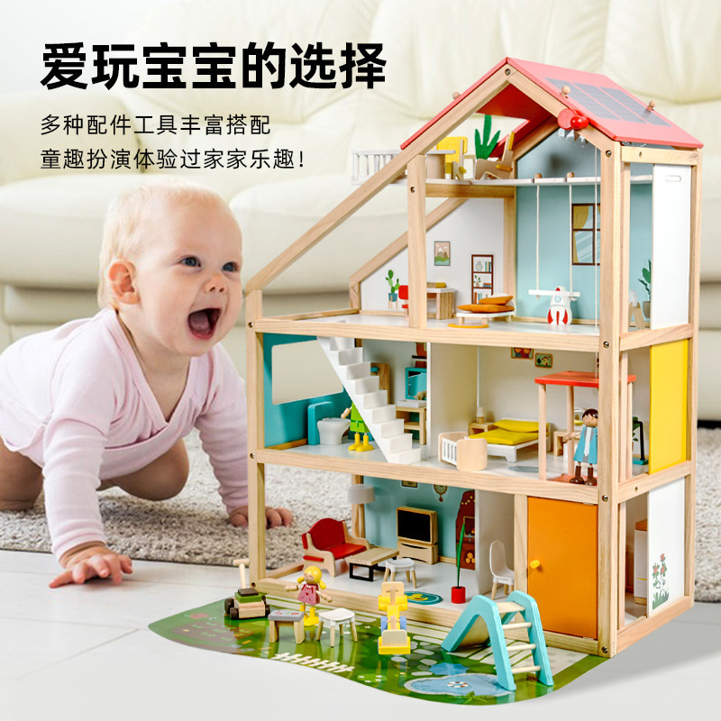 Casa de juguetes para niños diy cabaña regalos de madera maciza casa de la princesa desmontaje casa de muñecas juguetes