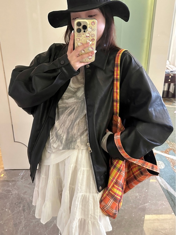 黑色复古皮衣外套女2025春秋新款设计感今年流行机车夹克上衣|undefined