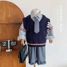 风之谷2023秋季新款童装儿童韩版组合系列套装男童学院风百搭衬衫