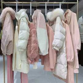 品牌女装折扣毛领羽绒服外套实体直播间货源走份厂家一手时尚百搭
