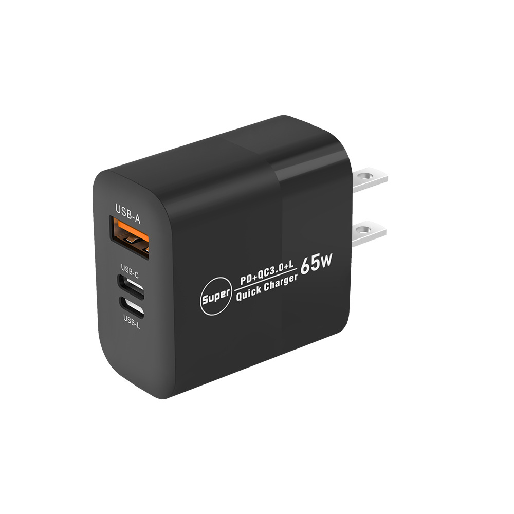 Fábrica directa estándar 65W carga inversa A + C + Lightning cabeza de carga súper rápida PD + QC3.0 cargador de teléfono móvil