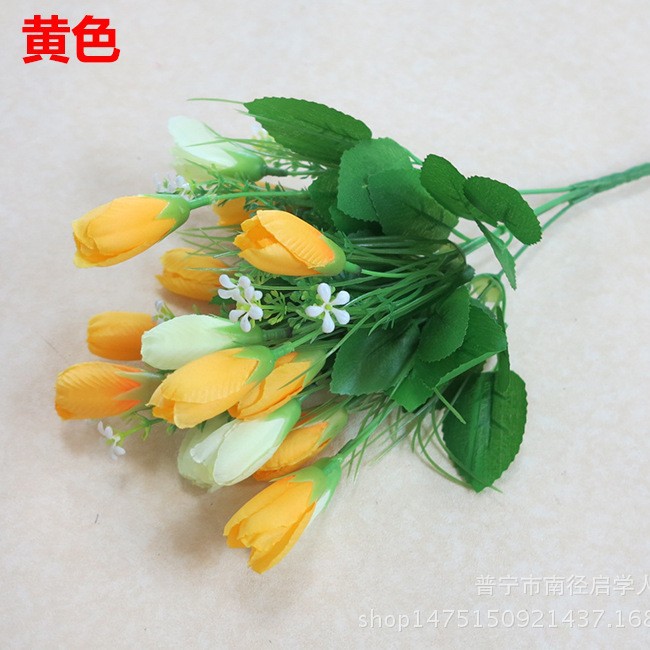 Flores artificiales al por mayor, 15 piezas: tulipán, magnolia, flor de nieve, mezcla de colores