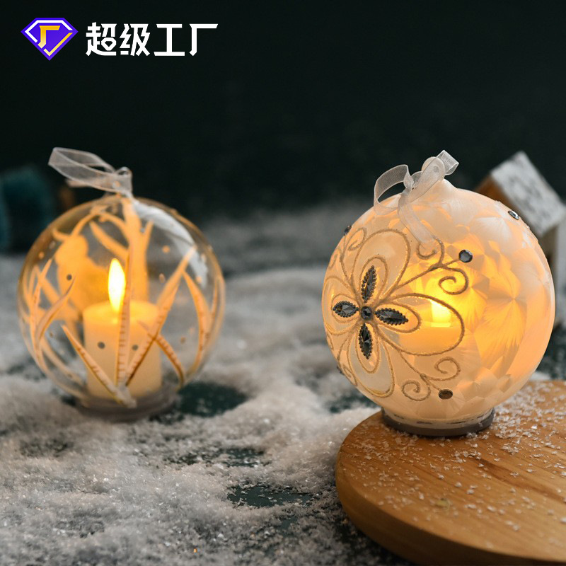 Creativo de la Navidad de cristal esférico vela luz LED luminosa de escritorio decoración de Navidad decoración luz de la noche