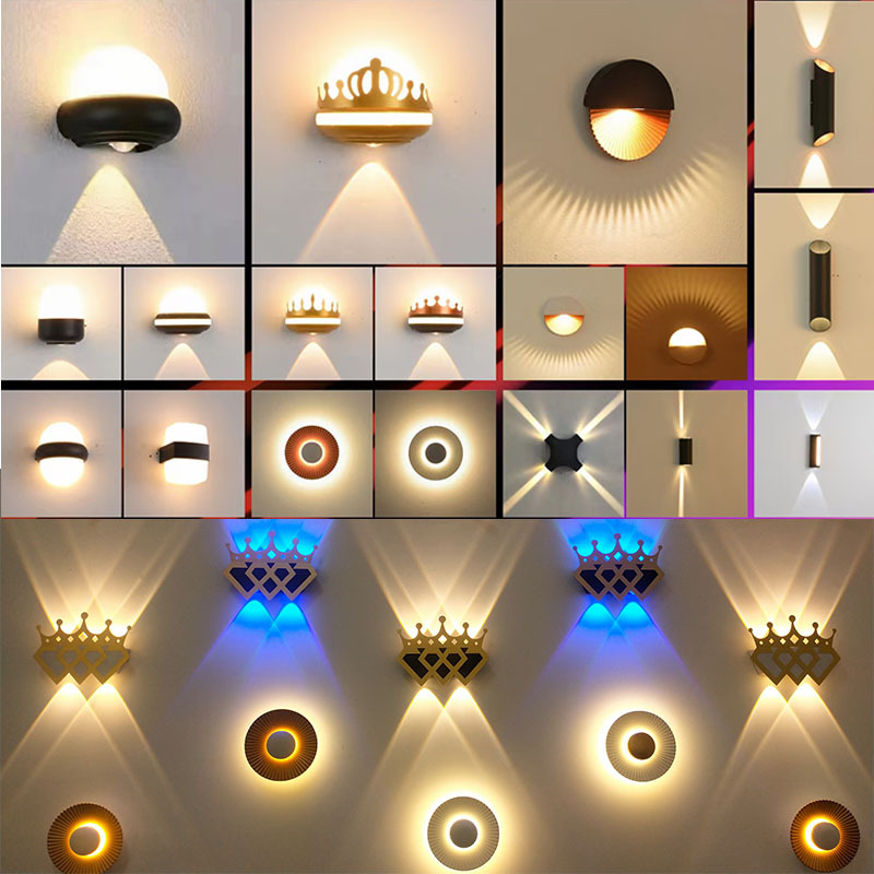 Creative Crown Internet Celebrity Wall Lamp Indoor and Outdoor Rain Stair Balcony Led Creative Living Room Background Wall Lamp