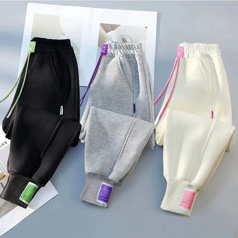 Девочки с плюшевыми защитными брюками осенью и зимой новые девушки толстые и носить длинные брюки модные спортивные брюки