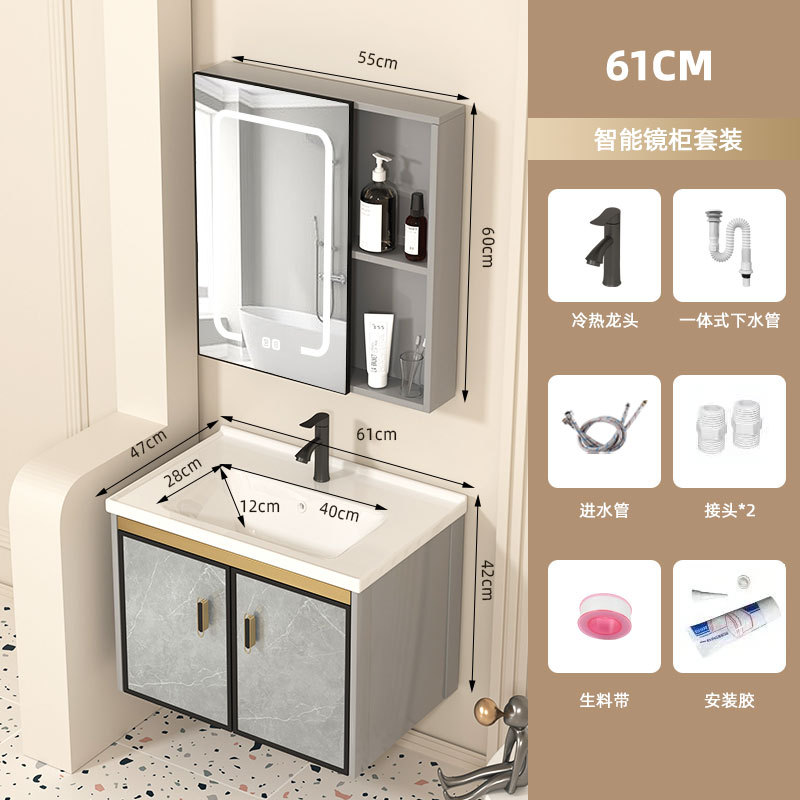 Baño de baño espacio gabinete de baño de aleación de aluminio impermeable a prueba de agua humedad lavabo resistente a la corrosión lavabo balcón cerámica