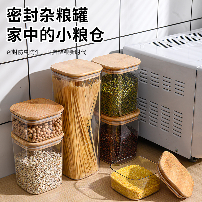 Latas selladas Cocina doméstica Granos integrales Caja de almacenamiento a prueba de humedad Latas selladas transparentes de grado alimenticio al por mayor para alimentos