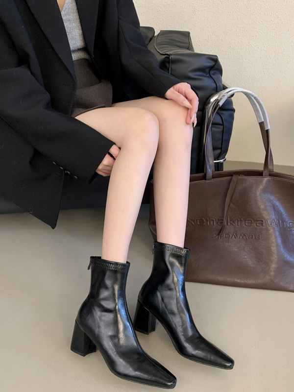 블랙 벨벳 안감 힐 높이 7cm