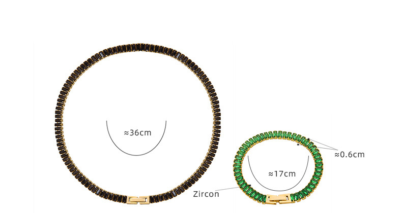 Solid Color Retro Colored Diamond Zircon Inlaid Necklace Bracelet Titanium Steel Jewelry display picture 1