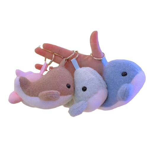 Cartoon marine animal simulation dolphin keychain doll pendant doll girl dolphin small plush doll wholesale