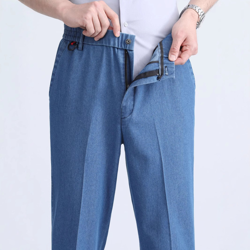 Men's Jeans Spring/Summer High-Waisted Straight Loose Stretch Autumn Middle-Aged Casual Denim Dropshipping Wrinkle-Free Business Men's Jeans Spring/Summer High-Waisted Straight Loose Stretch Autumn Middle-Aged Casual Denim Dropshipping Wrinkle-Free Business