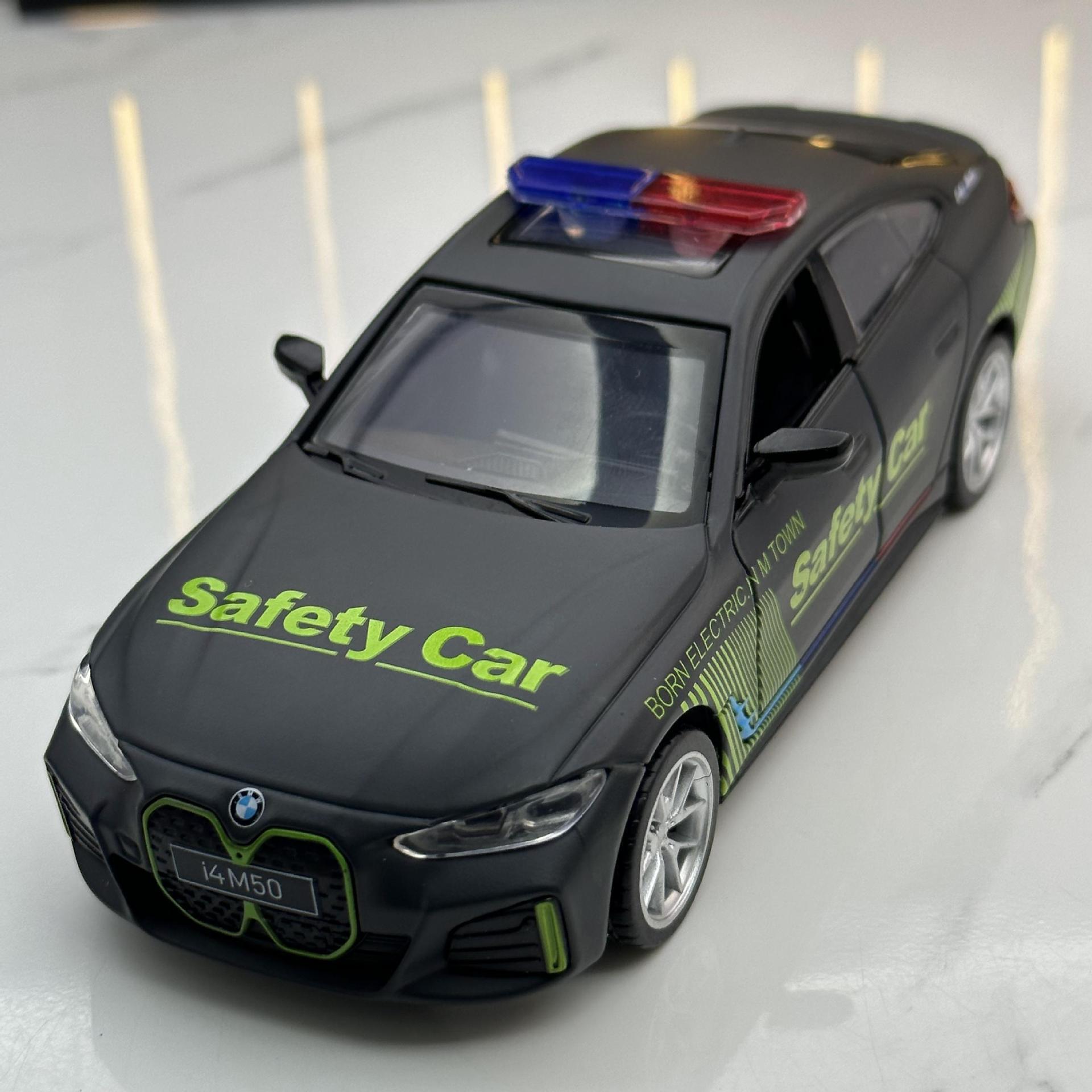 Modelo de coche de aleación caipo 1:34 BMW I4 coche de seguridad Tire hacia atrás el sonido y la luz de la puerta abierta coche de juguete modelo de música adornos