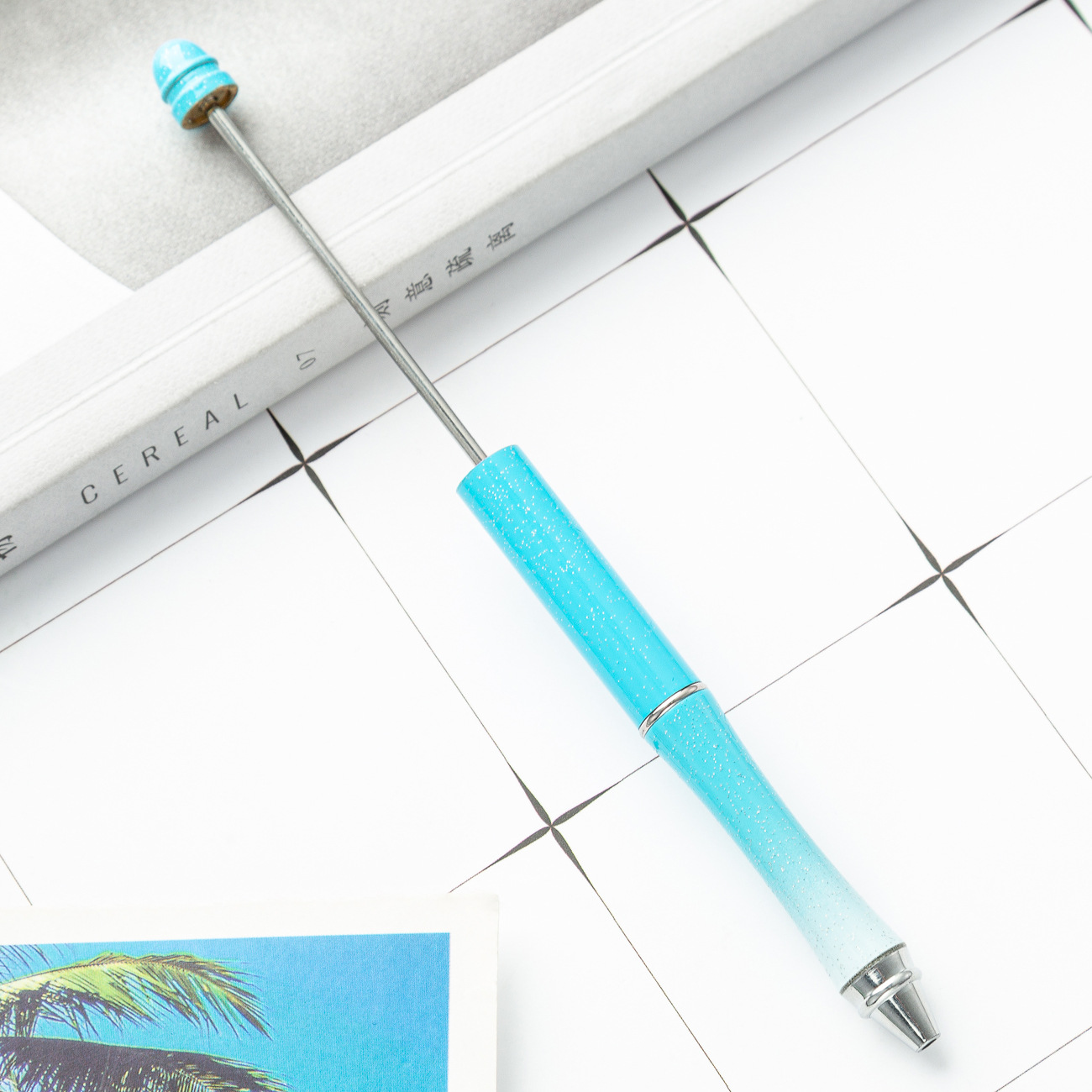 Pluma de cuentas de metal en stock al por mayor creativo con cuentas bolígrafo DIY bolígrafo personalidad metal DIY pluma con cuentas