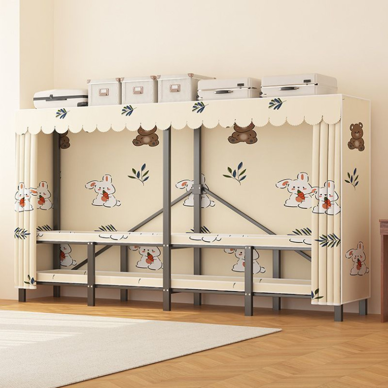 Installation-Free Folding Wardrobe for Home Thickened Bedroom Strong and Durable Simple Folding Rental House Steel Frame Storage Wardrobe