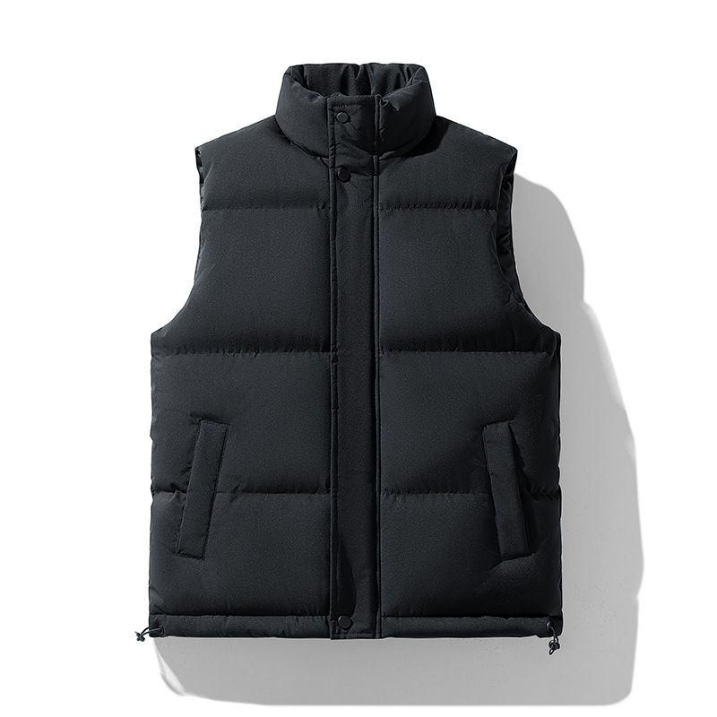 Chaleco de algodón grueso para hombre – Cuello alto, ideal para el invierno, negro/blanco/azul real, tallas M-8XL_voghion.com