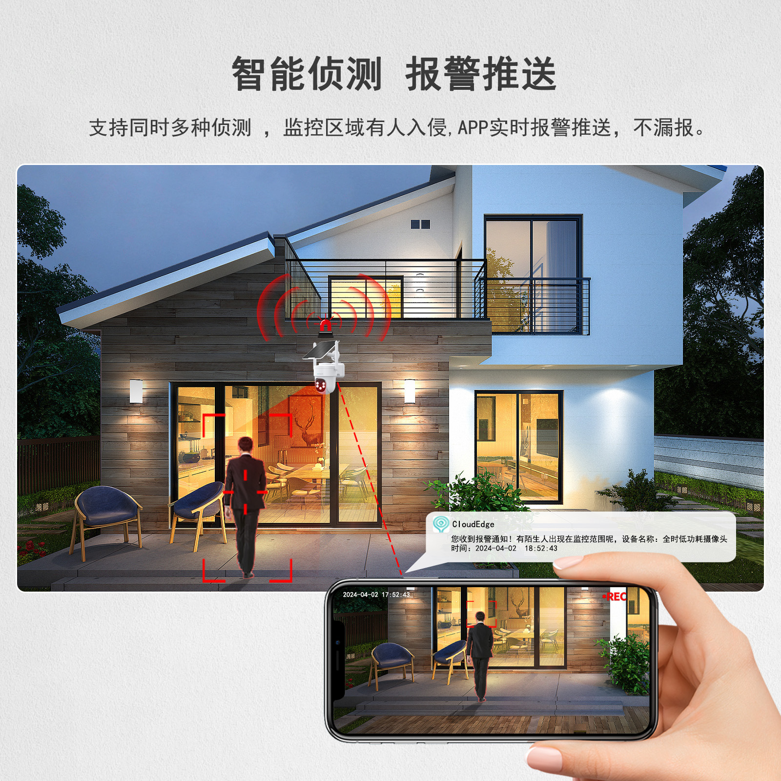 Rui2K ultra alta definición sin flujo al aire libre de baja potencia no enchufable 4G conjunto de cámara solar