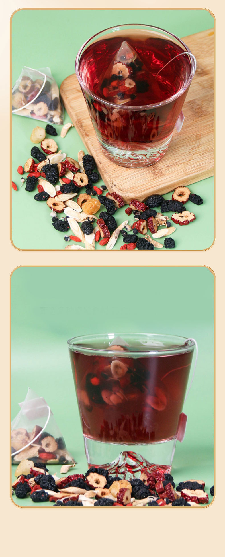 American Ginseng Astragalus Mulberry Goji Longan Tea 10g x 60 Cold Brew Bags Daily Wellness Blend in use