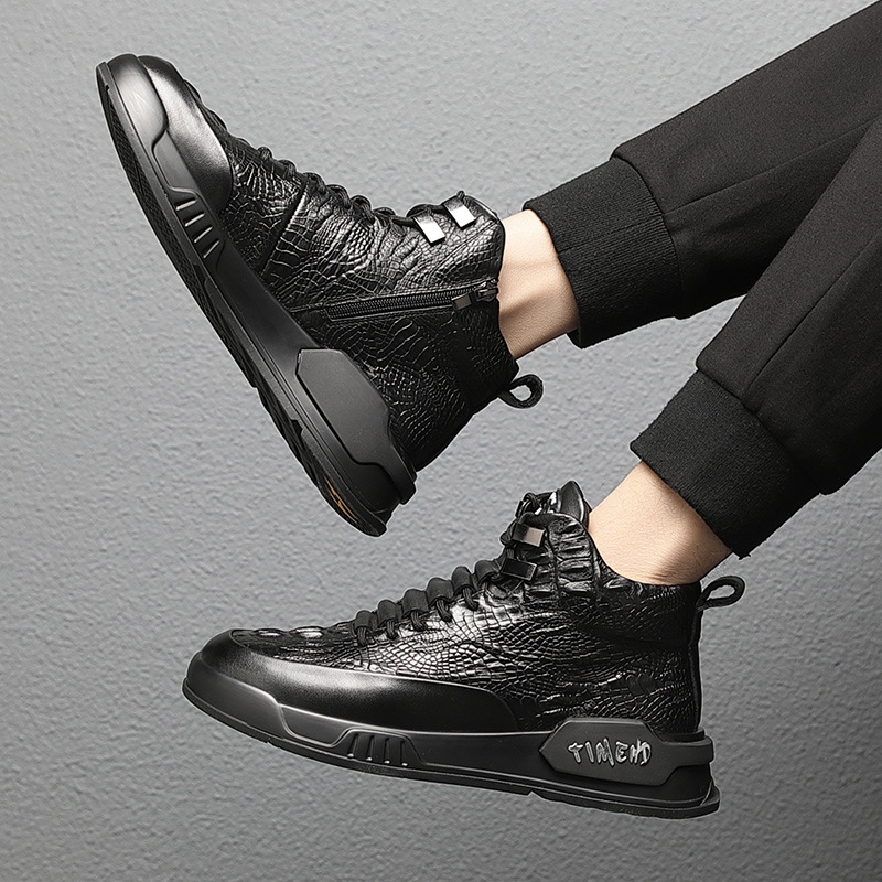 Martin boots for men's winter high cut plush British work anti slip warm snow boots, cold resistant and waterproof_voghion.com