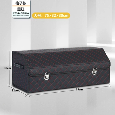finishing tail box car – Car storage bag/box - black-and-red-plaid-large