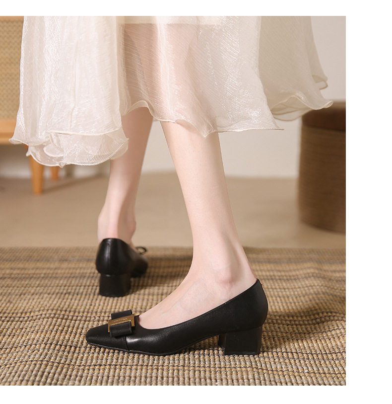 Genuine Leather High Heels With Square Toe For Women Summer Style_voghion.com