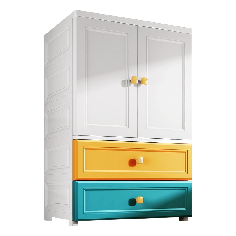 Super Peng 70 Width Colorful Children's Wardrobe Open Door Storage Cabinet Storage Cabinet Assembly Plastic Cabinet Hanging Wardrobe