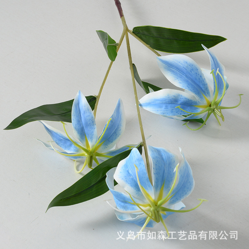 Flor artificial flor azul material boda salón decoración del hogar Rosa artificial Flor de plástico al por mayor
