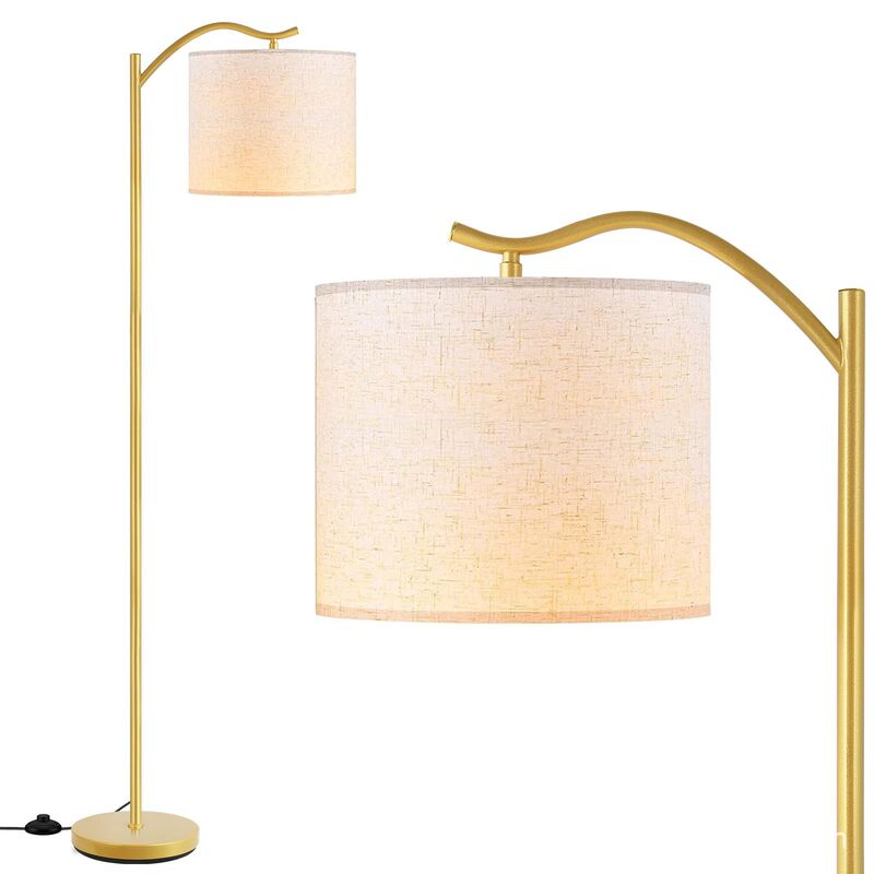 Cross-border living room floor lamp, gold modern linen shade with foot control, suitable for office, dining room, bedroom, corner, and as a fishing lamp