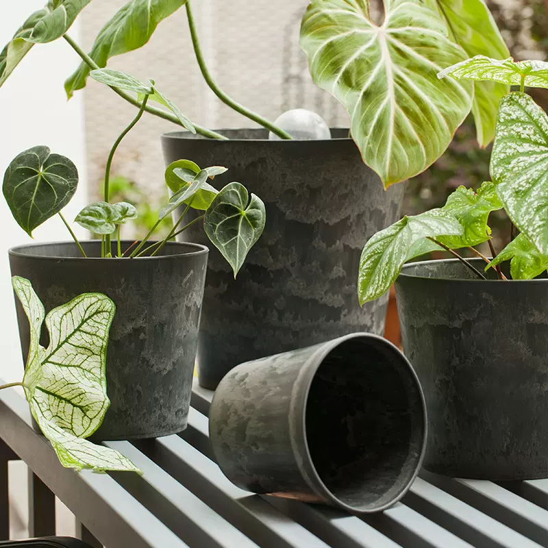 虹越嘉伯瑞希莱尔加厚抗摔仿石圆盆阳台多肉简约阳台家用塑料花盆