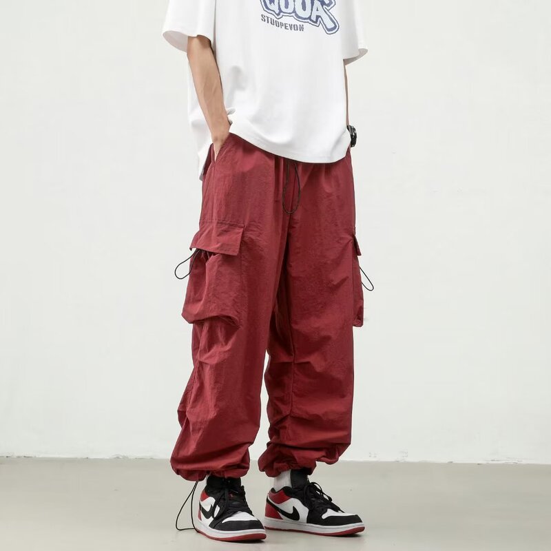 Summer Quick-Drying Thin Paratrooper Pants Youth Casual Straight Cargo Pants American Retro Functional Pants Ck08-P58