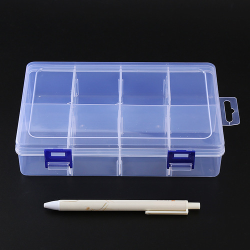 Detachable double-button large 8-compartment storage box hardware electronic components parts box separated transparent plastic storage box