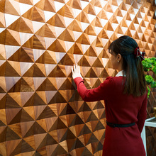 声学扩散板立体菱形沙比利实木马赛克客厅直播间录音棚别致装饰墙