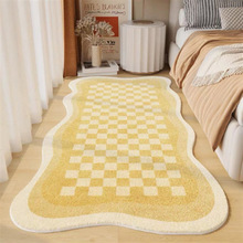 黄色地毯卧室床边毯ins奶油风仿羊绒主卧房间加厚毛绒地垫子粉色