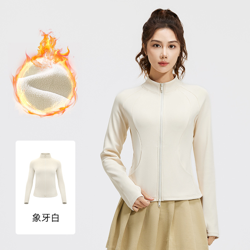 Juyi Tang mel桃 vello de cuello de bolsillo abrigo otoño invierno nuevo vello grueso abrigo de yoga de cuello de collar