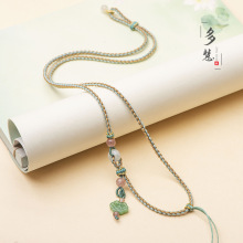 手工编织双色四股吊坠绳祥云如意项链绳可调节玉环草莓晶玉佩绳子