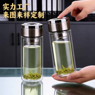 高硼硅隔热双层玻璃杯子印字logo批发茶杯伴手礼玻璃杯礼品杯水杯