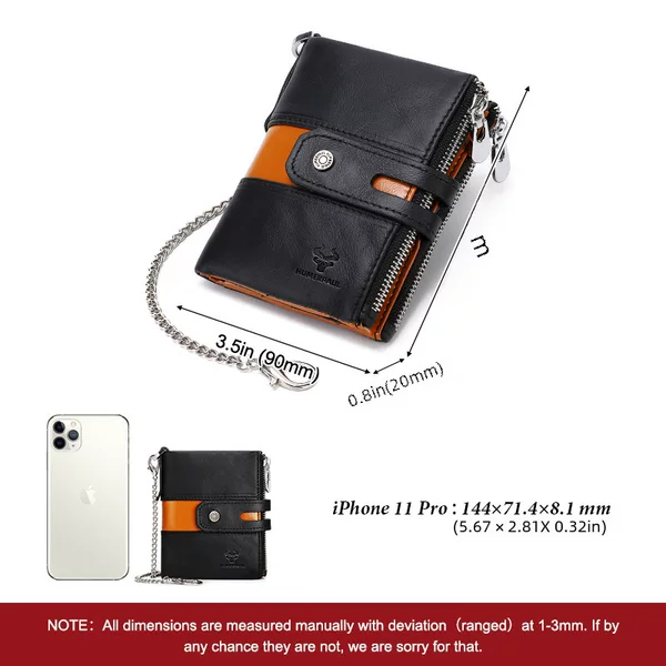 Hummer Paul men's leather wallet retro simple coin purse double zipper first layer cowhide RFID wallet wholesale