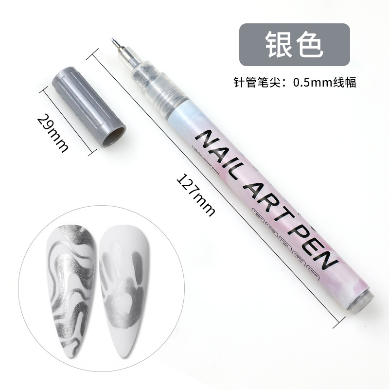 SOMEQI Bolígrafo para decoración de uñas de 12 colores para pintar y puntear, bolígrafo con punta de aguja para diario DIY, bolígrafo para delinear, bolígrafo para grafiti para decoración de uñas.