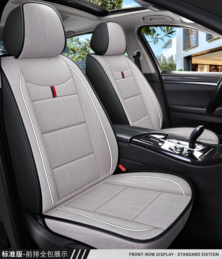 Factory Direct Sales Breathable Linen All-Season Wear-Resistant and Dirt-Resistant Full-Cover Linen Car Seat Cushion and Car Seat Cover