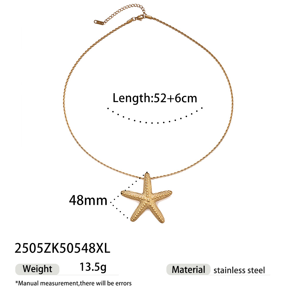 Taena Cross-border 18k oro titanio acero collar femenino diseño de nicho estrella de mar concha cadena de sol ins cadena de clavícula joyería