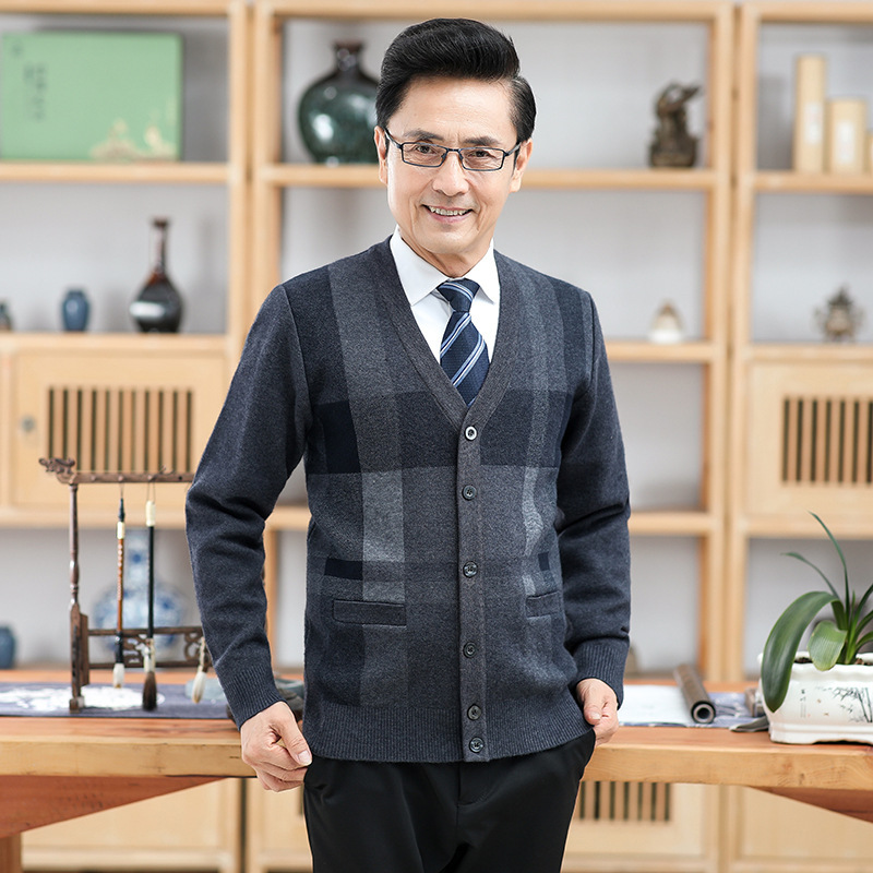 Sweater Jacket Fleece-Lined Men's Warm Autumn and Winter Thickeneded Knitted Dad Middle-Aged and Elderly Grandpa Casual Knitted Knitwear Cardigan Sweater Jacket Fleece-Lined Men's Warm Autumn and Winter Thickeneded Knitted Dad Middle-Aged and Elderly Grandpa Casual Knitted Knitwear Cardigan