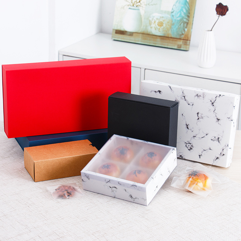 2/4/6/8 frosted thickened window-opening transparent Mid-Autumn moon cake gift box egg yolk cake packaging box with handbag included