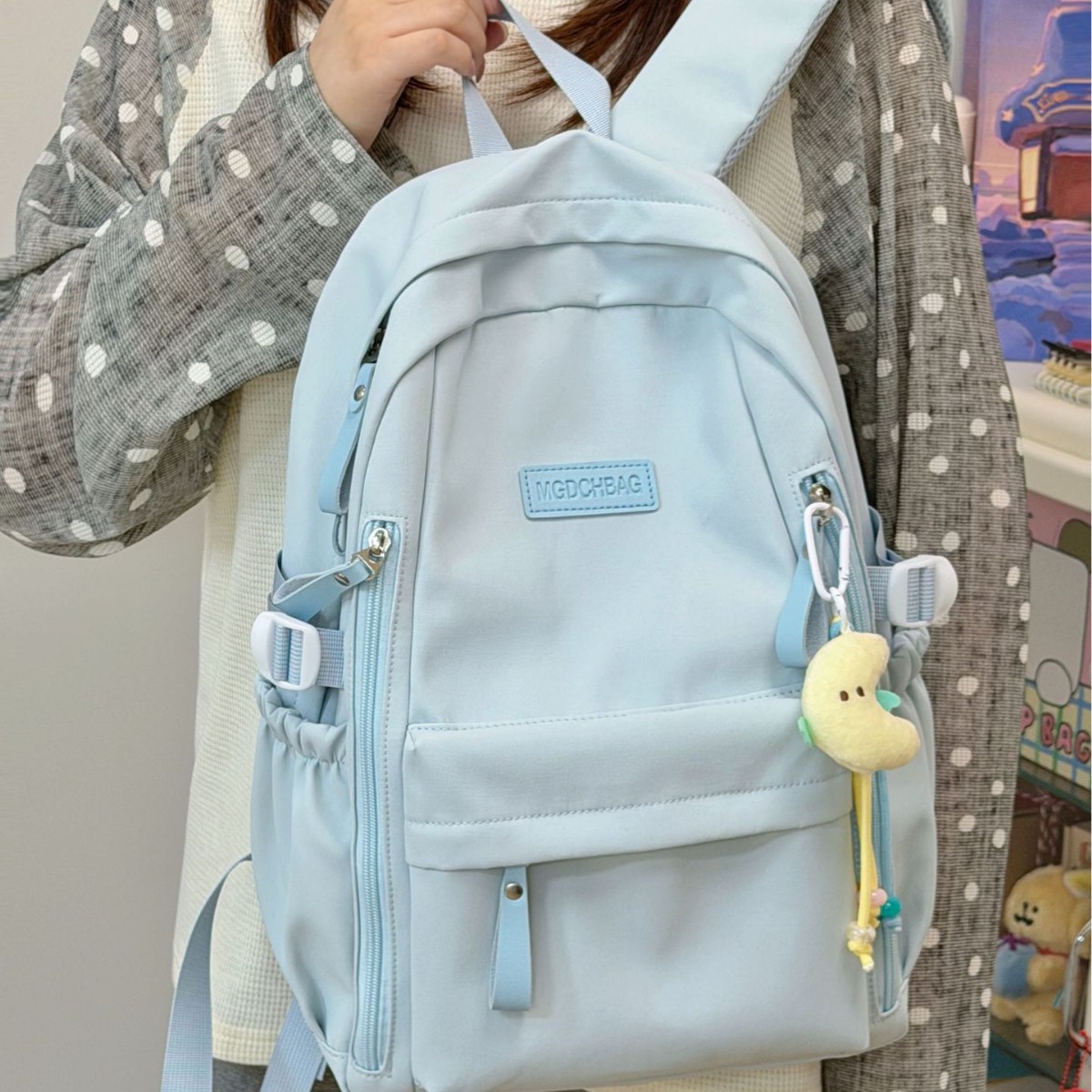 School Bag, Large Capacity, Simple and Versatile Backpack, New Solid Color Backpack for Junior High School Students, High School Students, and College Students