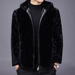 Explosions imitation mink fur men's coat fleece-lined thickened young and middle-aged winter warm casual men's fur coat