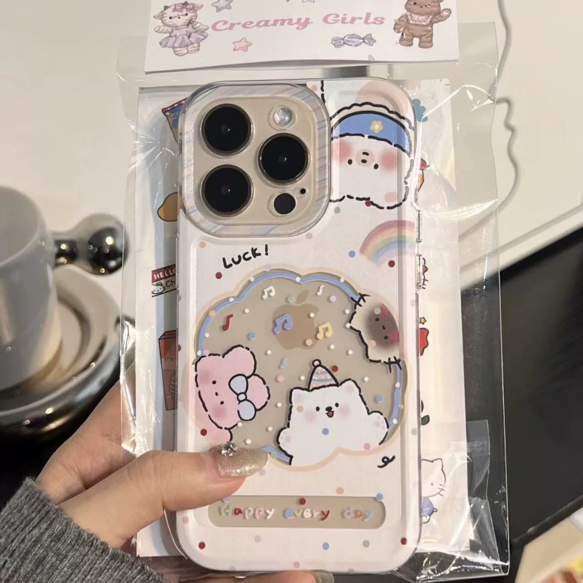Rainbow Puppy подходит для Apple 16promax кот мультяшный 14 15 space 16 мягкий корпус 13Promax прозрачный