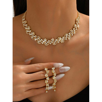 M 63431 Bride full diamond jewelry sets 新娘满钻首饰套装|ms