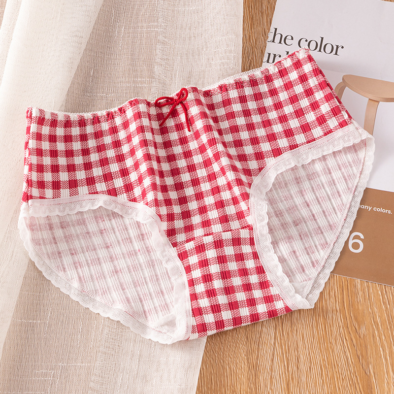 5A pantalones completos antibacterianos ropa interior de algodón puro rojo brillante Lolita ropa interior de mujer antibacteriana entrepierna vida calzoncillos de estudiante rojo image 8