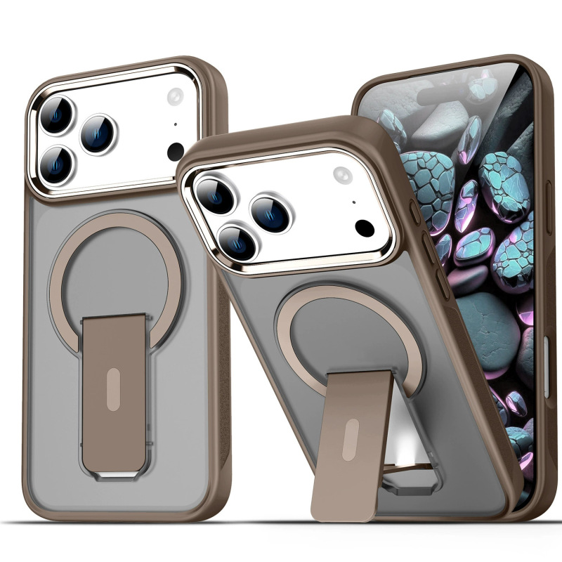适用iPhone17PROMAX磁吸支架手机壳苹果16磨砂肤感金属镜头保护套|undefined