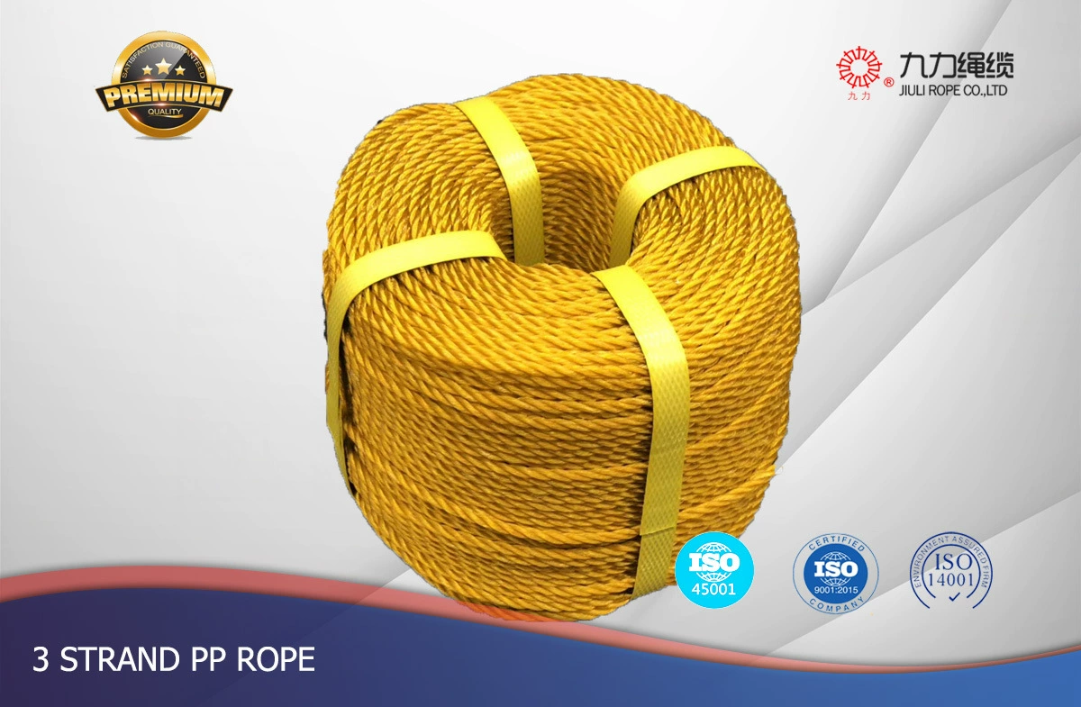 Трехжильный трос, веревка из химического волокна, обвязочная веревка, полипропилен, полипропиленовая веревка, полипропиленовая веревка, желтая