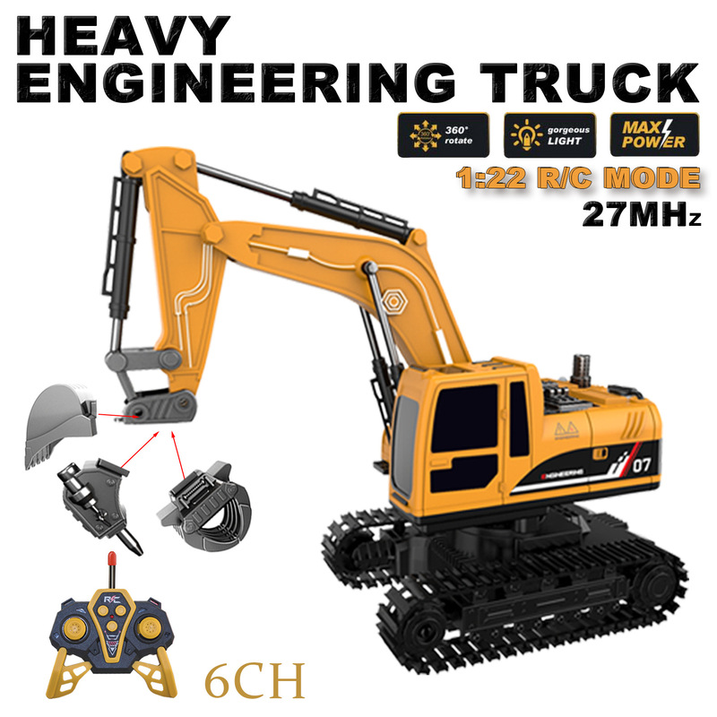 Cross-Border Alloy Digging Electric Spray Remote Control Engineering Vehicle Children's Simulation Three-In-One Engineering Vehicle Model Toy Car
