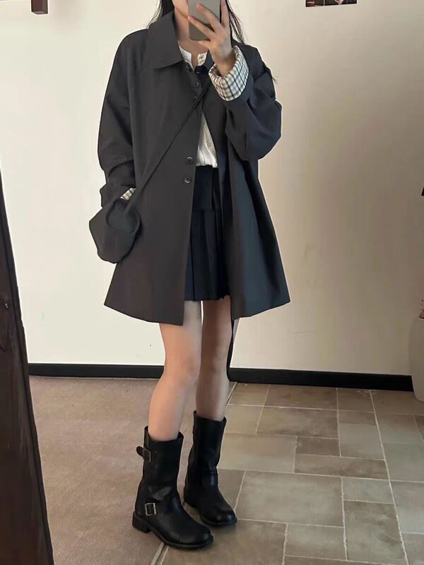爆款中长款风衣外套女2025秋季新款韩版薄款巨好看的正流行小个子|undefined